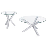 Kenzie Chrome 2-piece Round Coffee and End Table Set - Ornate Home
