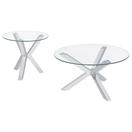 Kenzie Chrome 2-piece Round Coffee and End Table Set - Ornate Home