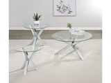 Kenzie Chrome 3-piece Round Coffee and End Table Set - Ornate Home