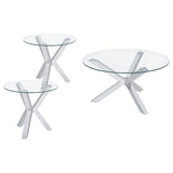 Kenzie Chrome 3-piece Round Coffee and End Table Set - Ornate Home