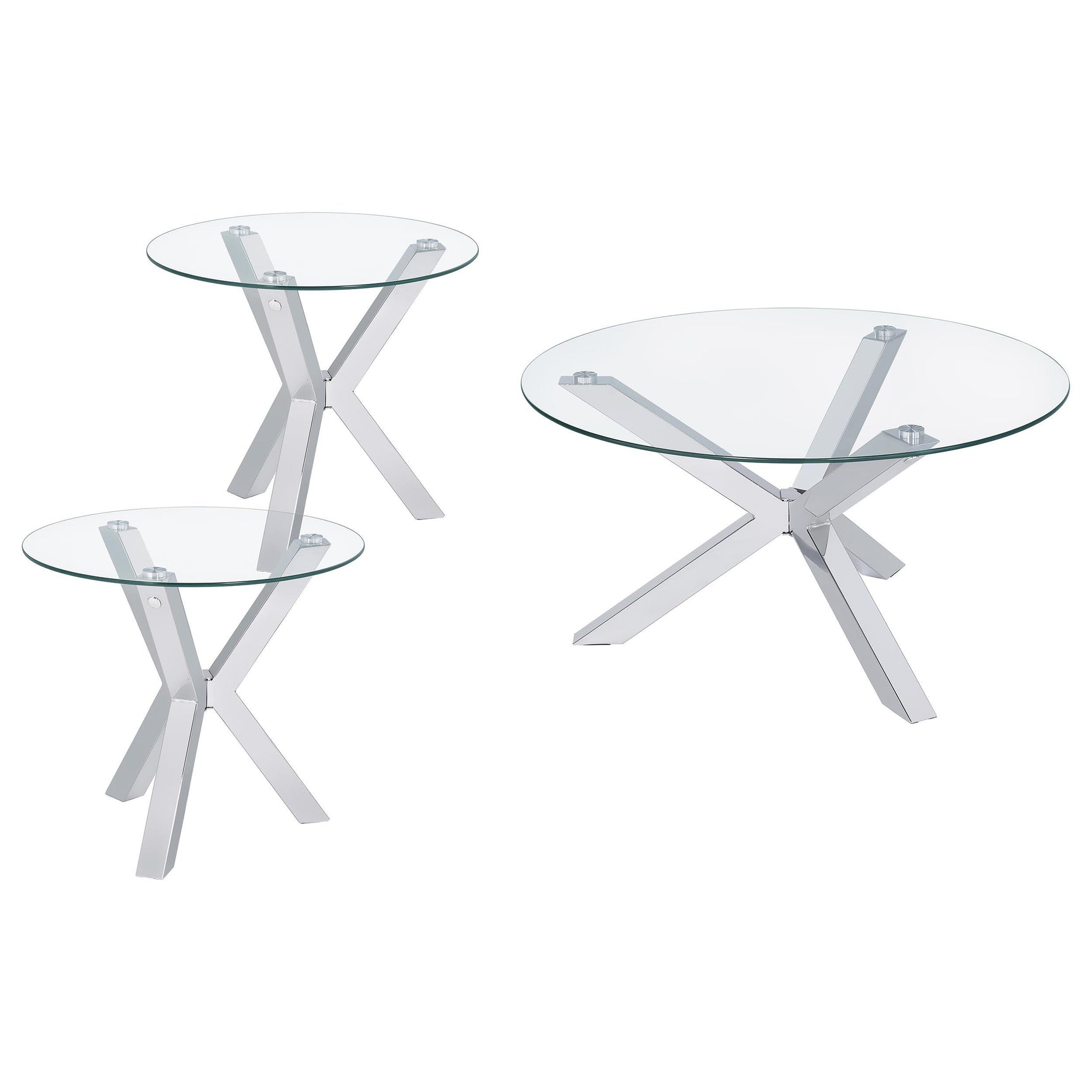 Kenzie Chrome 3-piece Round Coffee and End Table Set - Ornate Home