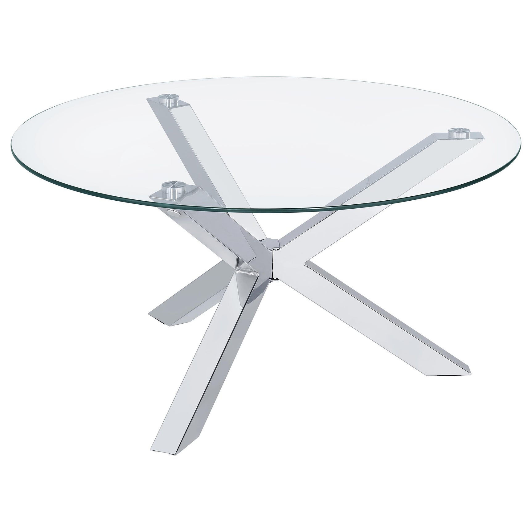 Kenzie Chrome Round Tempered Glass Top Cocktail Coffee Table - Ornate Home
