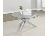 Kenzie Chrome Round Tempered Glass Top Cocktail Coffee Table - Ornate Home