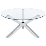 Kenzie Chrome Round Tempered Glass Top Cocktail Coffee Table - Ornate Home