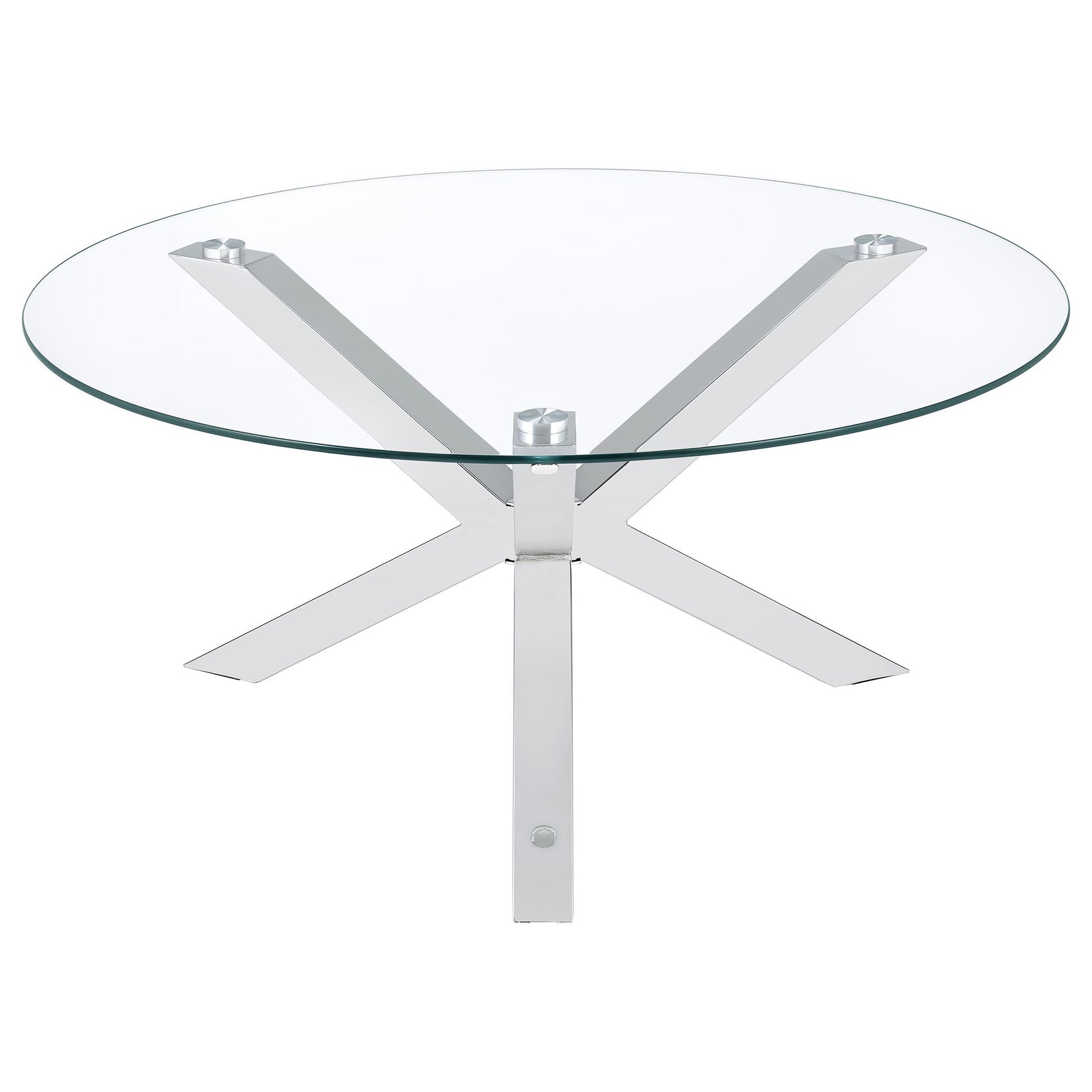 Kenzie Chrome Round Tempered Glass Top Cocktail Coffee Table - Ornate Home