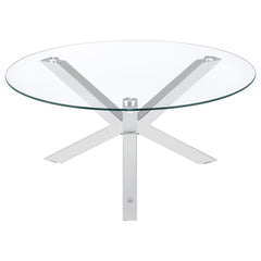 Kenzie Chrome Round Tempered Glass Top Cocktail Coffee Table - Ornate Home