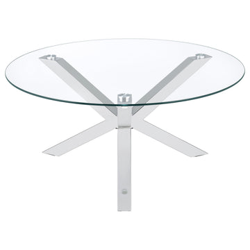 Kenzie Chrome Round Tempered Glass Top Cocktail Coffee Table - Ornate Home