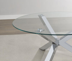 Kenzie Chrome Round Tempered Glass Top Cocktail Coffee Table - Ornate Home