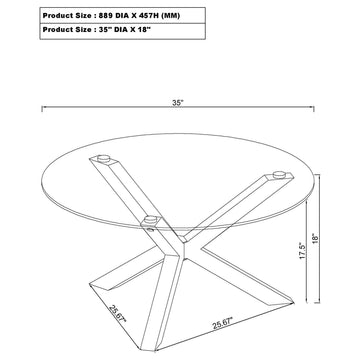 Kenzie Chrome Round Tempered Glass Top Cocktail Coffee Table - Ornate Home