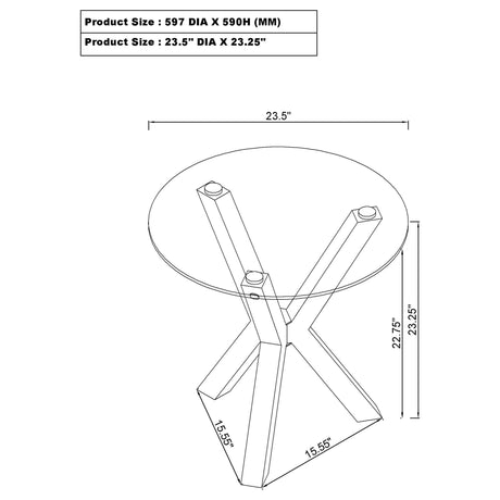 Kenzie Chrome Round Tempered Glass Top End Side Table - Ornate Home