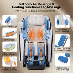 Kenzo 41-7D Dual Roller System Flexible Track Zero Gravity Full Body Massage Chair with Heart Rate Monitor and Health Detecti - Ornate Home