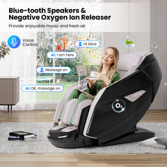 Kenzo 41-7D Dual Roller System Flexible Track Zero Gravity Full Body Massage Chair with Heart Rate Monitor and Health Detecti - Ornate Home
