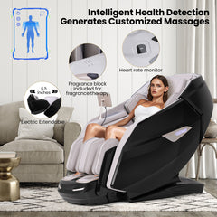 Kenzo 41-7D Dual Roller System Flexible Track Zero Gravity Full Body Massage Chair with Heart Rate Monitor and Health Detecti - Ornate Home