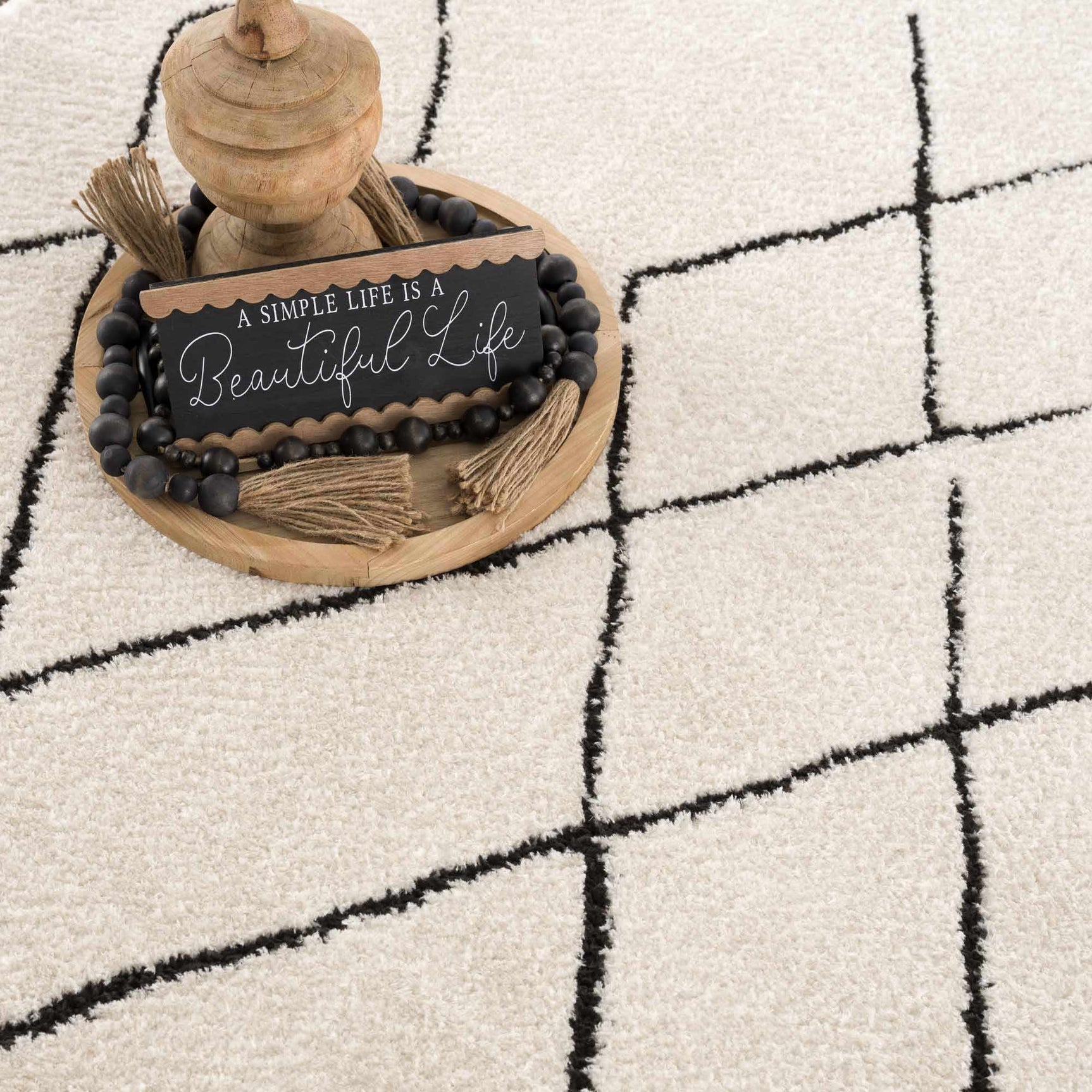 Keone Black & White Thick Rug - Ornate Home