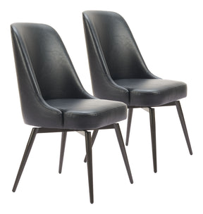 Keppel Black Swivel Dining Chair (Set of 2) - Ornate Home