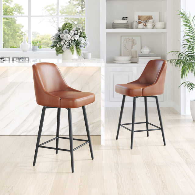 Keppel Brown Swivel Counter Stool - Ornate Home