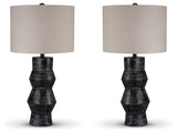 Kerbert Distressed Black 2-Piece Lamp Set - Ornate Home