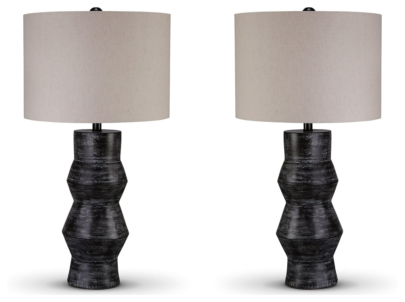 Kerbert Distressed Black 2-Piece Lamp Set - Ornate Home
