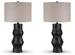 Kerbert Distressed Black 2-Piece Lamp Set - Ornate Home