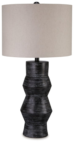Kerbert Distressed Black 2-Piece Lamp Set - Ornate Home