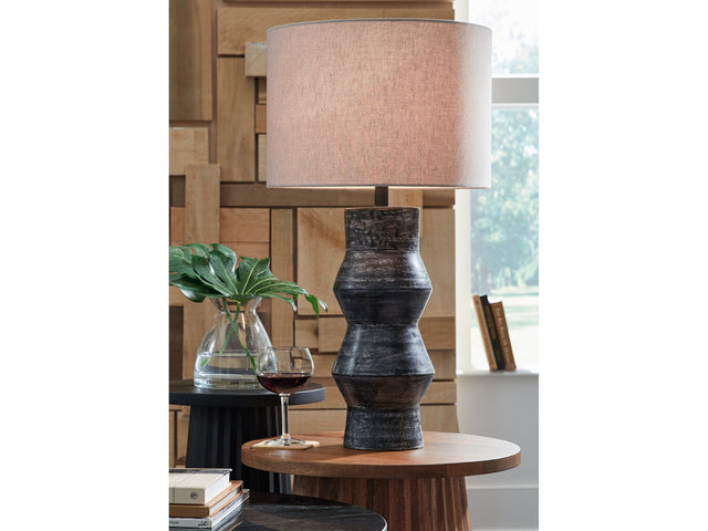 Kerbert Distressed Black Table Lamp - Ornate Home