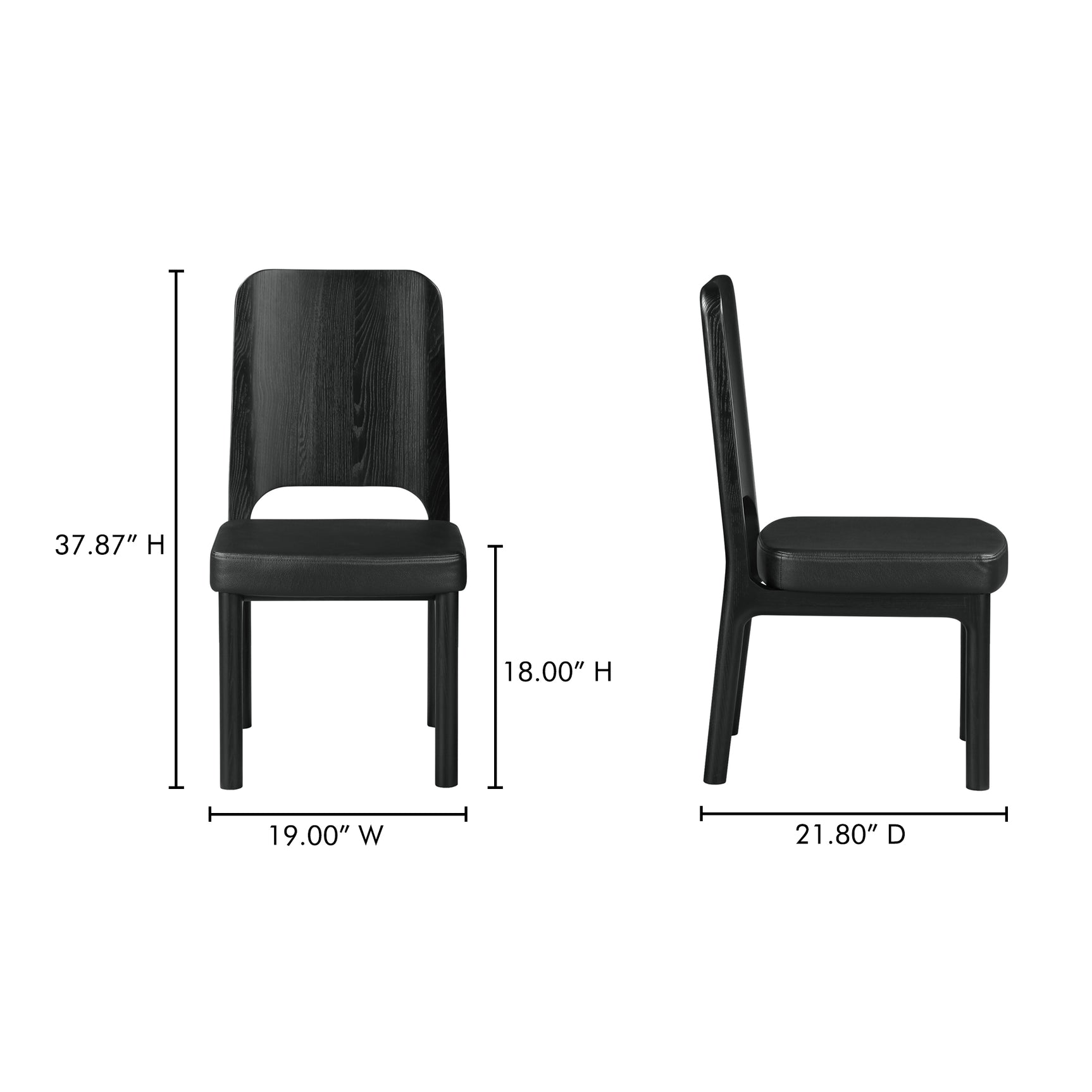 Kerr Black Dining Chair Vegan Leather (Set of 2) - Ornate Home