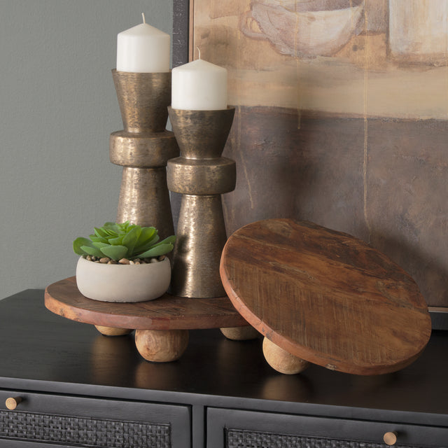 Kerra Brown Large Solid Reclaimed Wood Tray - Ornate Home