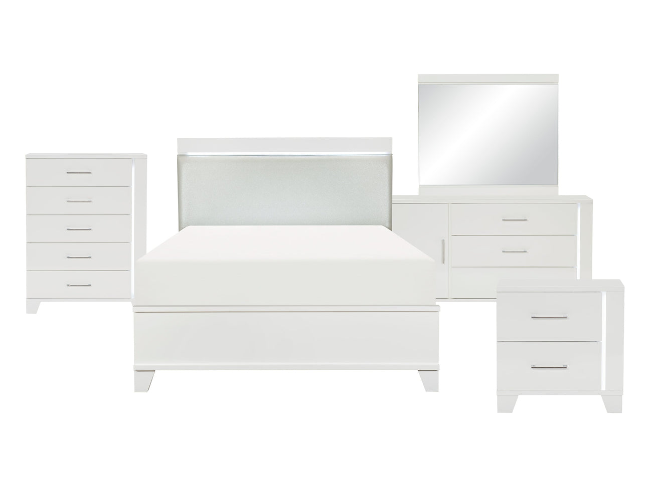 Kerren White 5-Piece Queen Bedroom Set - Ornate Home