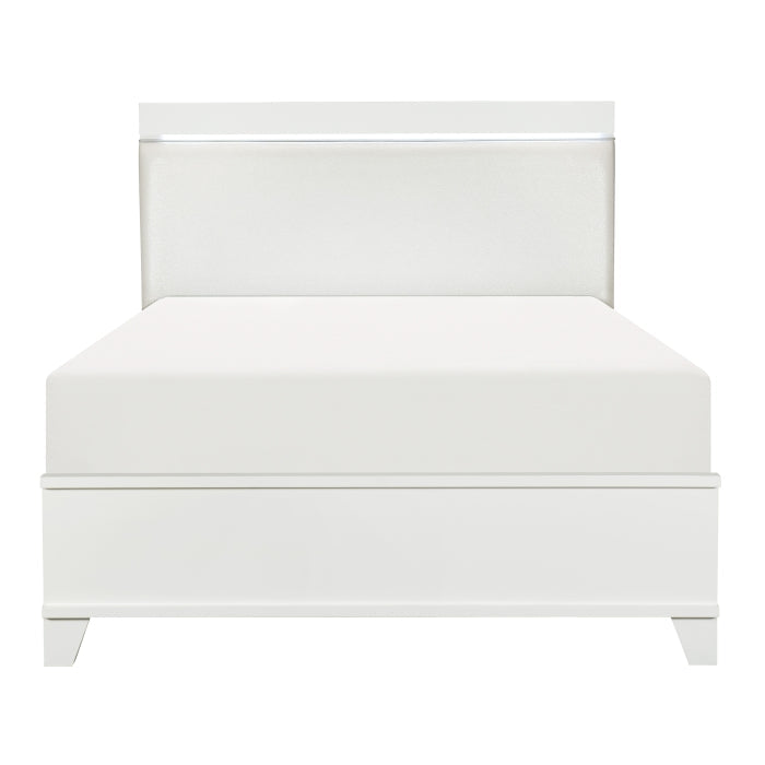 Kerren White High Gloss Eastern King Bed - Ornate Home