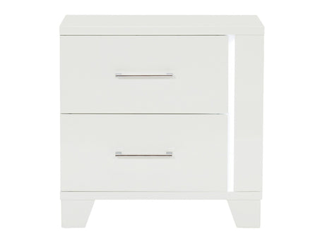 Kerren White High Gloss Nightstand - Ornate Home