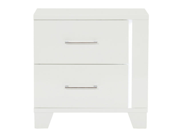 Kerren White High Gloss Nightstand - Ornate Home