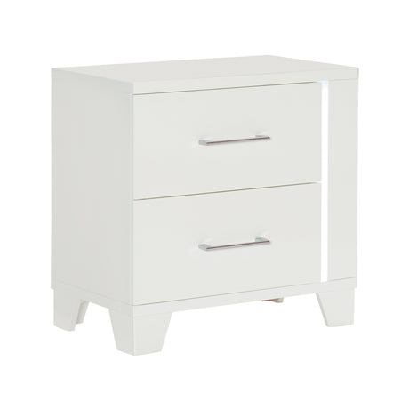 Kerren White High Gloss Nightstand - Ornate Home