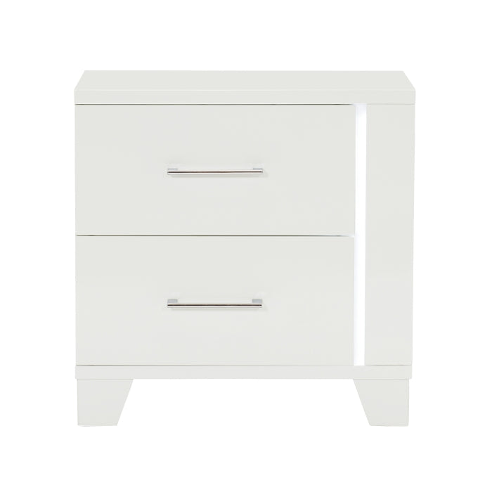 Kerren White High Gloss Nightstand - Ornate Home