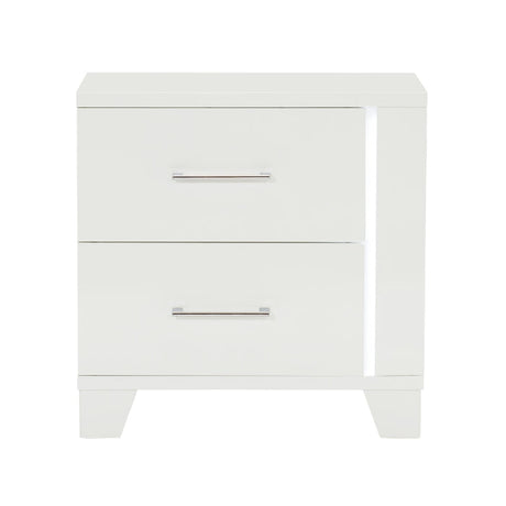 Kerren White High Gloss Nightstand - Ornate Home
