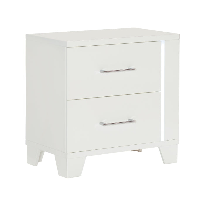Kerren White High Gloss Nightstand - Ornate Home