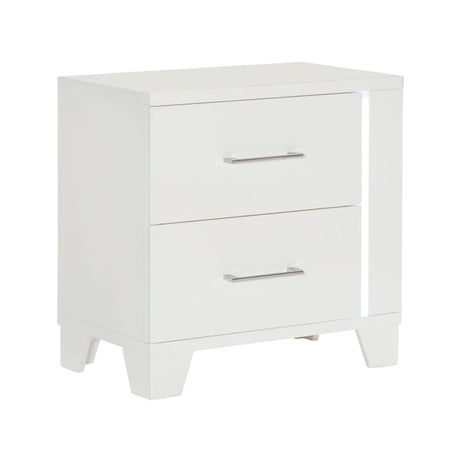 Kerren White High Gloss Nightstand - Ornate Home