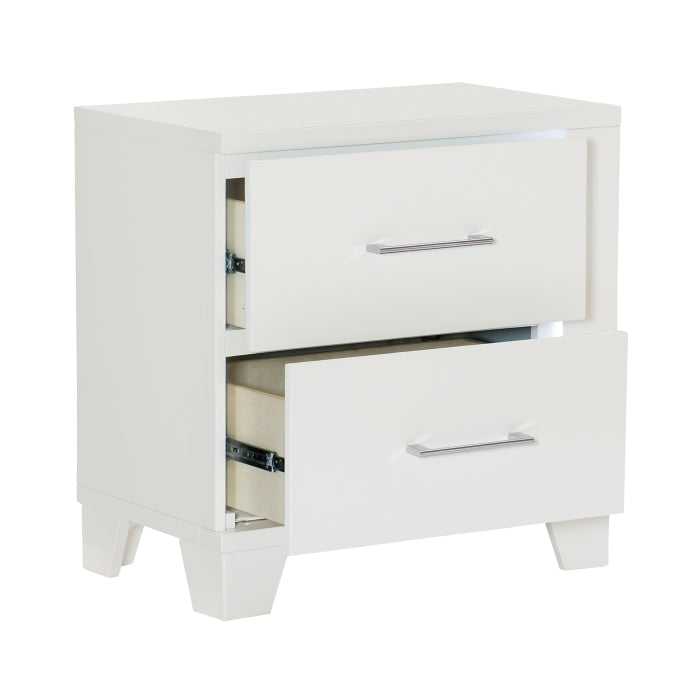 Kerren White High Gloss Nightstand - Ornate Home