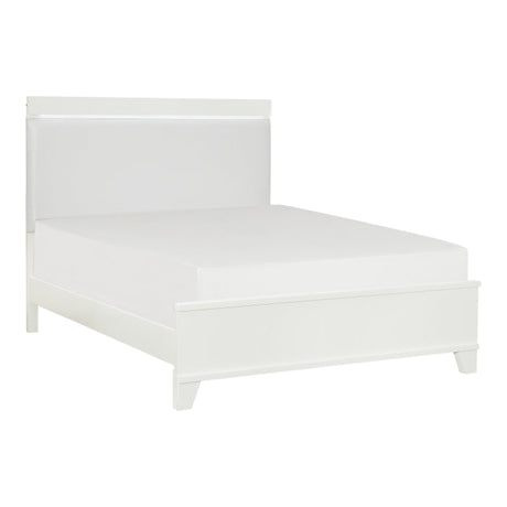 Kerren White High Gloss Queen Bed - Ornate Home