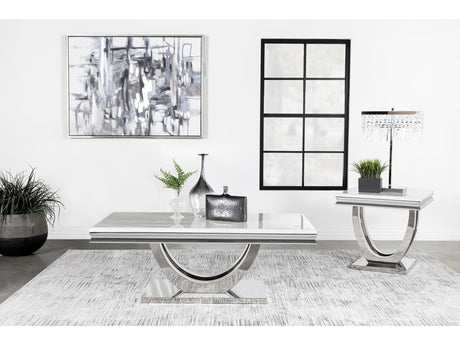 Kerwin Chrome 2-piece Rectangular Coffee and End Table Set - Ornate Home