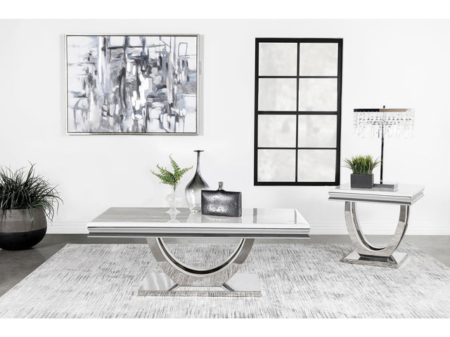 Kerwin Chrome 2-piece Rectangular Coffee and End Table Set - Ornate Home