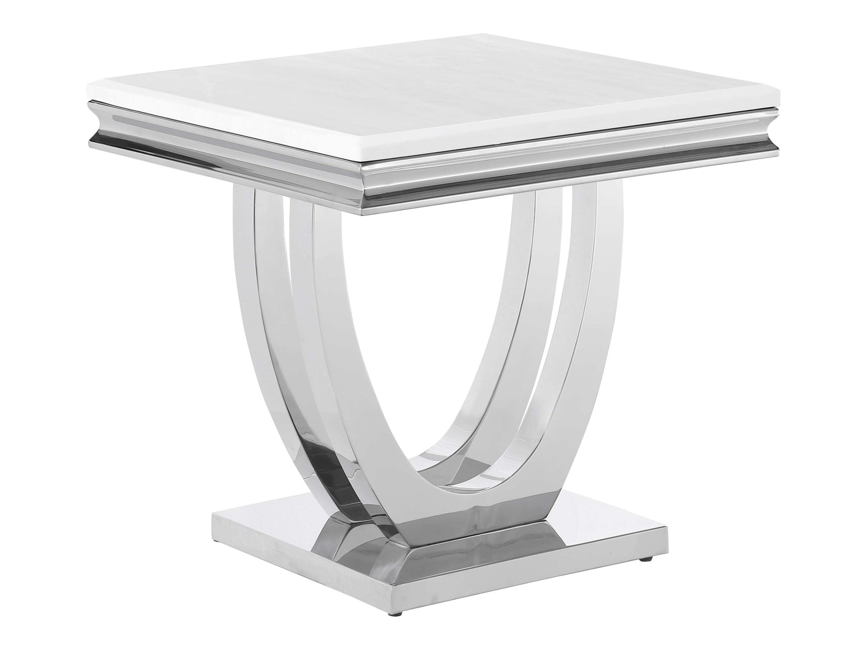 Kerwin White & Chrome End Table - Ornate Home