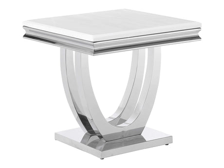 Kerwin White & Chrome End Table - Ornate Home