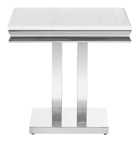 Kerwin White & Chrome End Table - Ornate Home