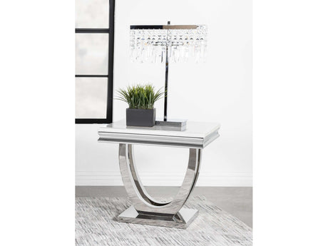Kerwin White & Chrome End Table - Ornate Home