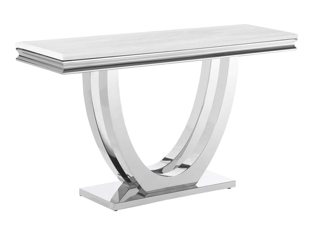 Kerwin White & Chrome Sofa Table - Ornate Home