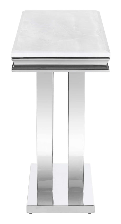 Kerwin White & Chrome Sofa Table - Ornate Home