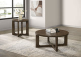 Kessler Brown 2-piece Round Sculptural Wood Coffee Table Set - Ornate Home