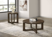 Kessler Brown 2-piece Round Sculptural Wood Coffee Table Set - Ornate Home