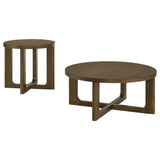 Kessler Brown 2-piece Round Sculptural Wood Coffee Table Set - Ornate Home