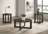 Kessler Brown 3-piece Round Sculptural Wood Coffee Table Set - Ornate Home